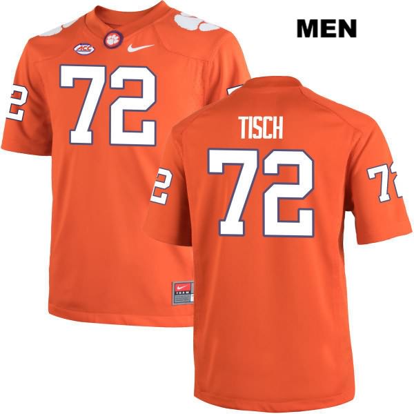 Men's Clemson Tigers #72 Logan Tisch Stitched Orange Authentic Nike NCAA College Football Jersey ONB6746PX